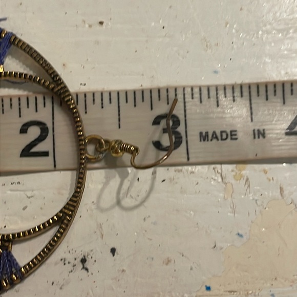 3” Art Deco threaded filigree scoop dangle earrings on French wire w/crystals - Picture 11 of 12